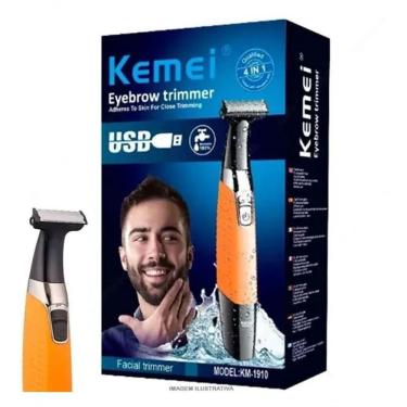 Imagem de Barbeador Aparador De Pelos Elétrico Recarregável Prova D`Água Bivolt Km 1910 Kemei .