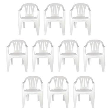 Imagem de Kit 10 Cadeiras Poltrona Plástica Empilhavel Reforçada 182kg Mor