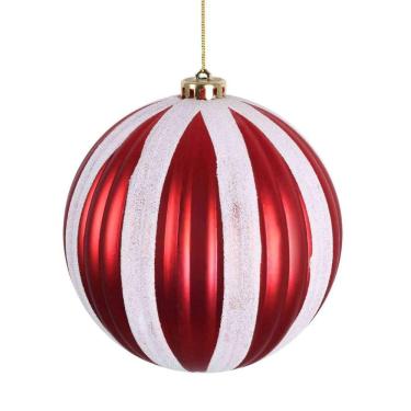 Imagem de Bola De Natal Decorada Vermelha E Branca - 15cm