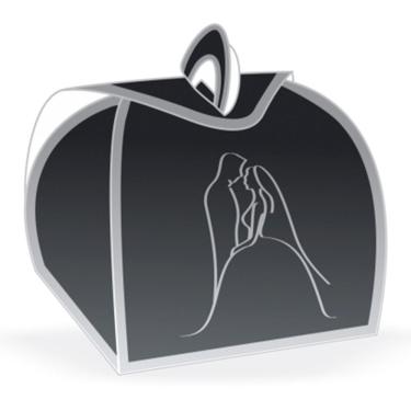 Imagem de Embalagem Para Bem Casado Estampada Casal Prata - 12 Un