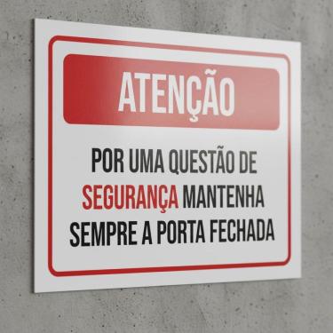 Imagem de Placa Acm Questão Segurança Porta Fechada 18X23
