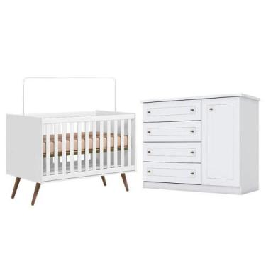 Imagem de Berço Americano Q Encanto 3820 Retrô Branco Acetinado - Qmovi E Cômoda