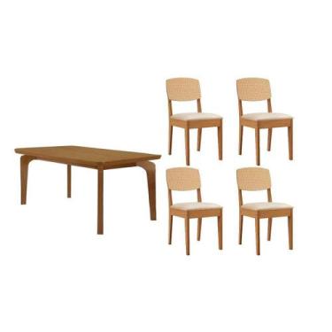 Imagem de Conjunto: Mesa Sala Jantar Londrina Tampo Curvo 120cm+4 Cadeiras Havan
