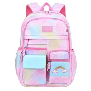 Imagem de Mochila Infantil Escolar Menina Espaçosa Colorida Princesa Arco Iris Estilo Fichário-Feminino