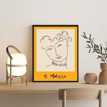 Imagem de Quadro Minimalista Amarelo Mulher Matisse 24x18cm com Vidro