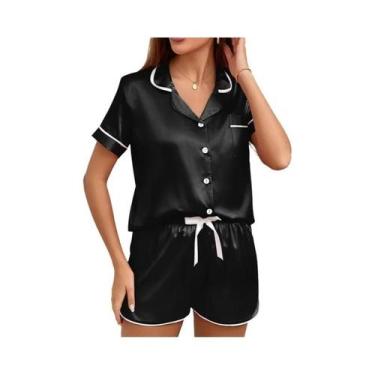 Imagem de Conjunto De Pijamas Femininos Com Bordado De Coração, Camisa De Manga 