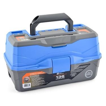 Imagem de SouthBend Caixa organizadora de equipamentos de pesca com equipamento incluído, 2 bandejas, 136 peças, azul