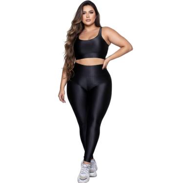 Imagem de Conjunto Fitness Plus Size Top e Calça New Zig 3D Serra e Mar Alta Compressão Academia Musculação-Feminino