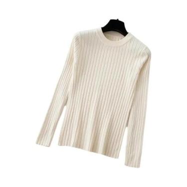 Imagem de Suéter Feminino De Tricô Macio Com Gola O E Manga Longa Canelada, Pulô