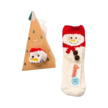 Imagem de Meias De Natal Femininas Térmicas De Veludo Felpudo Quentes E Grossas 