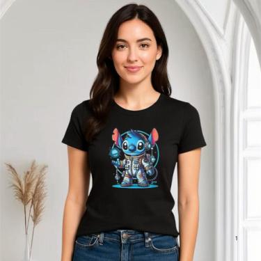 Imagem de Camiseta Babylook Feminina Lilo Stich Astronauta Inedita - Delite, Pre