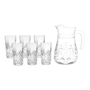 Imagem de Conjunto Jarra 6 Copos Vidro 250ml Ideal Para Servir Bebidas - HAUSKRA