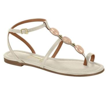 Imagem de Sandália Rasteira Feminina Vizzano Pedrarias Luxo Conforto -, Branco o