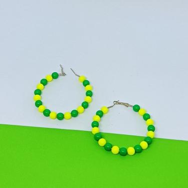 Imagem de Brincos Copa do Mundo Brasil Verde e Amarelo Brinco Coração Brilho Eva Argola grande Pérola 6mm Tendência 2026