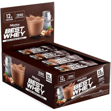 Imagem de Barra Proteica Best Whey - 12 Barras 49g Leite, Cacau e Avelã - Atlhetica Nutrition-Unissex