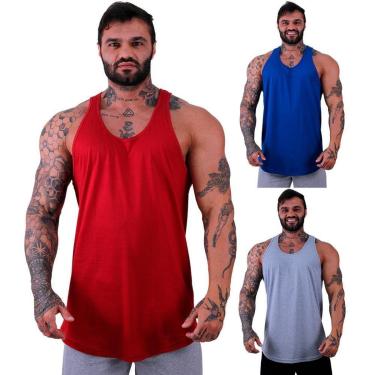 Imagem de Kit 3 Regatas Longline MXD Conceito Slim Cores Básicas e Mescladas Lisas-Masculino