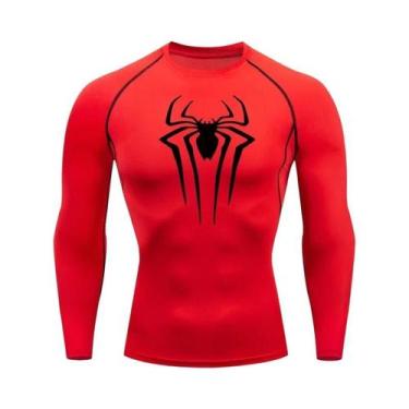 Imagem de Camiseta Masculina De Compressão De Manga Longa Com Estampa De Aranha,