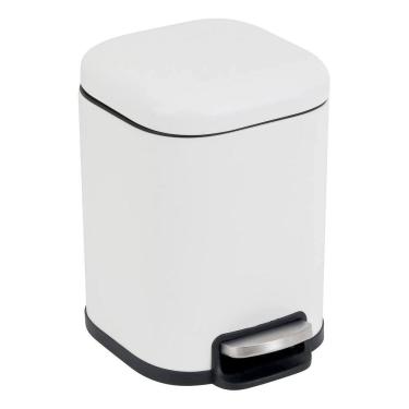 Imagem de Lixeira Banheiro 6l Branca Aco 30x21cm Abertura Com Pedal