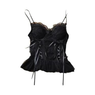 Imagem de Saia Tutu Gótica Preta Elástica Com Detalhes Em Renda E Tule Para Mulh