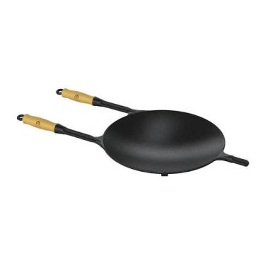 Imagem de Chapa Disco Picanheira Em Ferro Com Cabos De Madeira 35 Cm6 - Libaneza