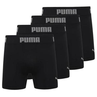 Imagem de Kit 4 Cuecas Puma Boxer Sem Costura Poliamida Respirável, Preto, p