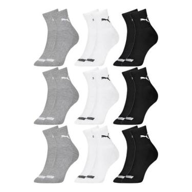 Imagem de Kit 9 Pares Meias Puma Cano Médio Adulto Algodão Original, Sortido, 44