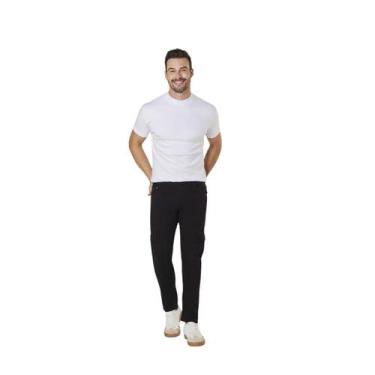 Imagem de Calça Sarja Masculina Casual Cargo Reta Max Denim 11176 Preto, 44, Pre