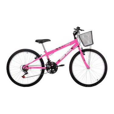 Imagem de Bicicleta Aro 24 Mormaii Safira 18 Marchas Rosa com Cesta