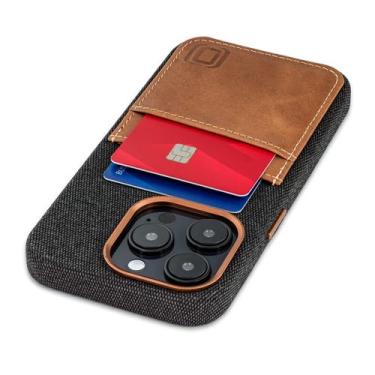 Imagem de Capa de cartão Dockem para iPhone 14 Pro em tecido com carteira de cou