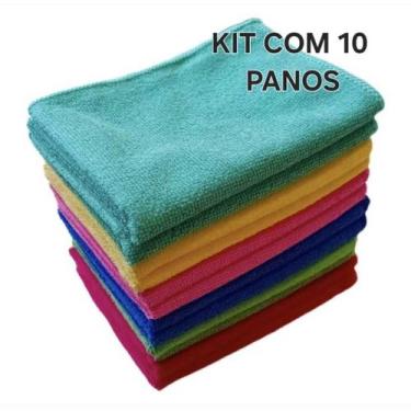 Imagem de Kit Com 10 Pano Microfibra 35x55cm Limpa Carro Vidro Prato Pia Limpeza