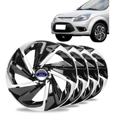 Imagem de Jogo 4 Calota Nitro Aro 14 Preta Prata Ford Ka Fiesta Focus - Elitte