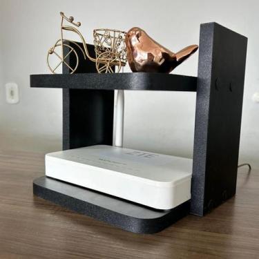 Imagem de Suporte para Roteador WiFi Preto de Parede  Organizador Moderno para S