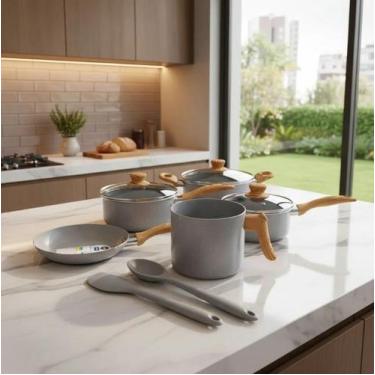 Imagem de Jogo De Panelas Brinox Ceramic Life Easy 8 Peças Com Indução