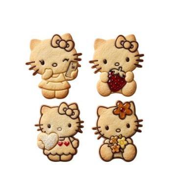 Imagem de Kit 4 Cortadores Pasta Americana molde Biscuit Marcador Biscoito Kit L