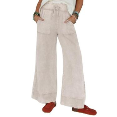 Imagem de Calça de moletom Athlisan Casual Wide Leg Acid Wash com bolsos