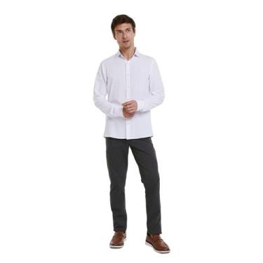 Imagem de Camisa Social Masculina Amil Manga Longa Slim Viscose 1926, Branco, 2