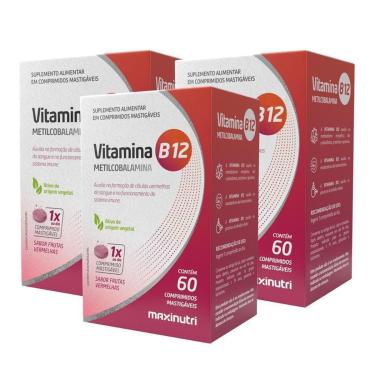 Imagem de Kit 3 Vitamina B12 Mastigável Zero Açucar 60 Cp Maxinutri-Unissex