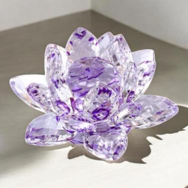 Imagem de Castiçal de Vidro Flor de Lótus  Porta-Vela Decorativo  Suporte para V