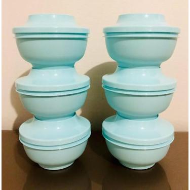 Imagem de Tupperware Importada Jogo 6 Peças Sobremesa 330ml cada Azul Bebe
