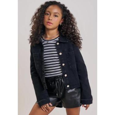 Imagem de Jaqueta Jeans Preta com Bolsos Menina Vic Vicky, 18, Preto