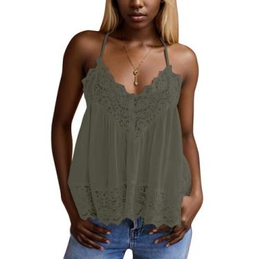Imagem de Camisola de renda feminina Ardrem com alças ajustáveis verdes