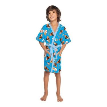 Imagem de Roupão Aveludado Infantil Quimono Estampado Lepper (M) - Mickey Praia,