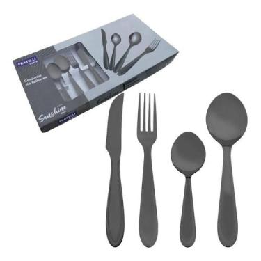 Imagem de Conjunto Talheres Faqueiro Aço Inox 24 Peças Black Sunshine - Fratelli