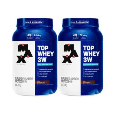 Imagem de 2x Top Whey Protein 3w 900g Pote Isolado Conc Hid Max Titanium, Chocol