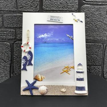 Imagem de Porta Retrato Marítimo Decorativo Náutico Em Madeira De 5x7 Farol - Ge