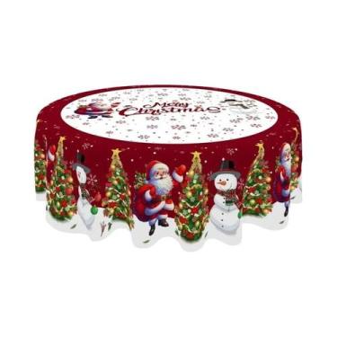 Imagem de Toalha De Mesa De Natal 2026 Com Papai Noel E Boneco De Neve, Decoraçã