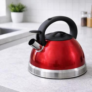 Imagem de Chaleira Retrô Gold Aço Inox 3L Com Apito Indução Bule Decorativo Vai 
