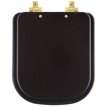 Imagem de Assento Sanitário MDF Soft Close Quadra Marrom Fosco para Vaso Deca co