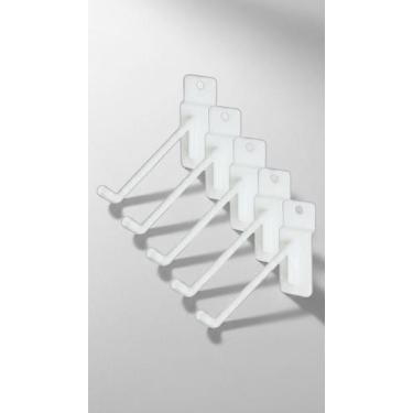 Imagem de Kit 20 Ganchos Painel Canaletado 10cm Branco - Congratulations Store