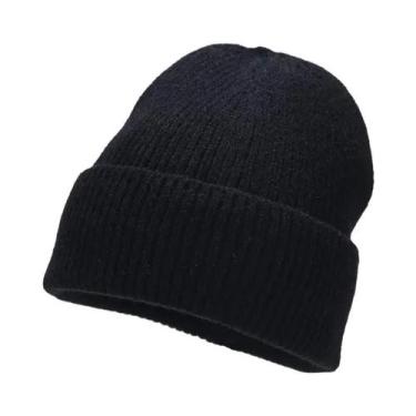 Imagem de Gorro Unissex Quente De Malha Elástica Em Cor Sólida Para Uso Diário N
